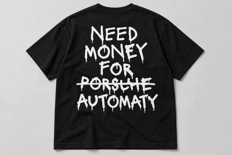 Koszulka Need Money for Automaty — Czarna — tył