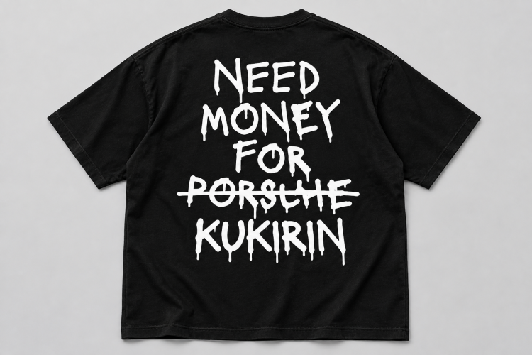 Koszulka Need Money for Kukirin — Czarna — tył