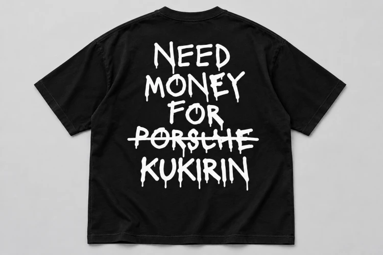 Koszulka Need Money for Kukirin — Czarna — tył